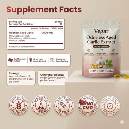 Aged Garlic Extract - 7500mg Odorless Softgels