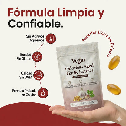 Extracto de ajo madurado - Cápsulas blandas inodoras de 7500 mg
