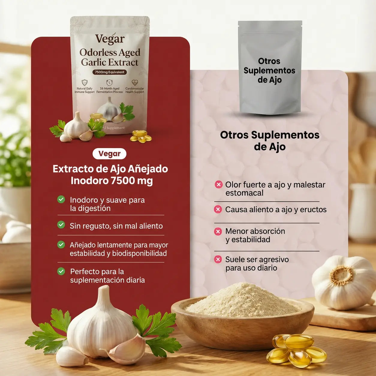 Extracto de ajo madurado - Cápsulas blandas inodoras de 7500 mg
