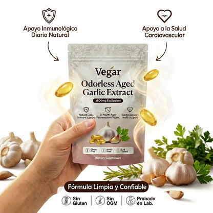 Extracto de ajo madurado - Cápsulas blandas inodoras de 7500 mg