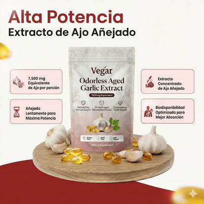 Extracto de ajo madurado - Cápsulas blandas inodoras de 7500 mg