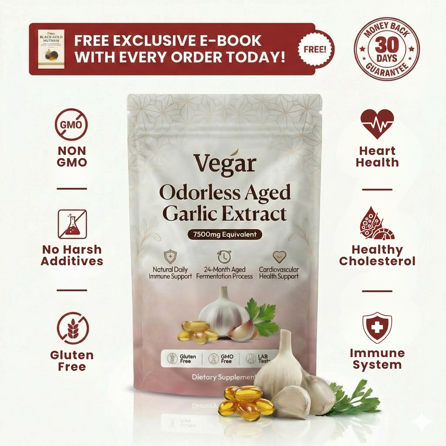 Aged Garlic Extract - 7500mg Odorless Softgels