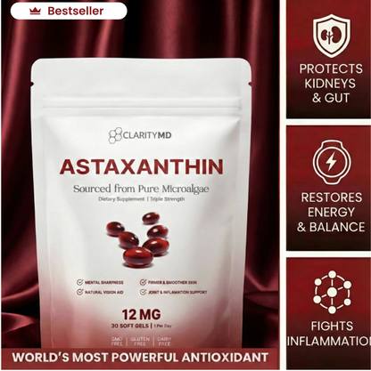 ClarityMD Astaxanthin – Combate Naturalmente el Estrés Oxidativo para Restaurar el Equilibrio por Dentro y por Fuera
