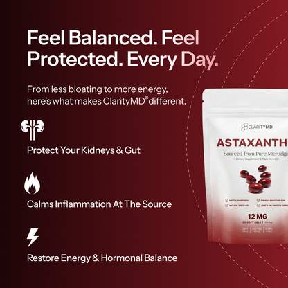 ClarityMD Astaxanthin – Combate Naturalmente el Estrés Oxidativo para Restaurar el Equilibrio por Dentro y por Fuera